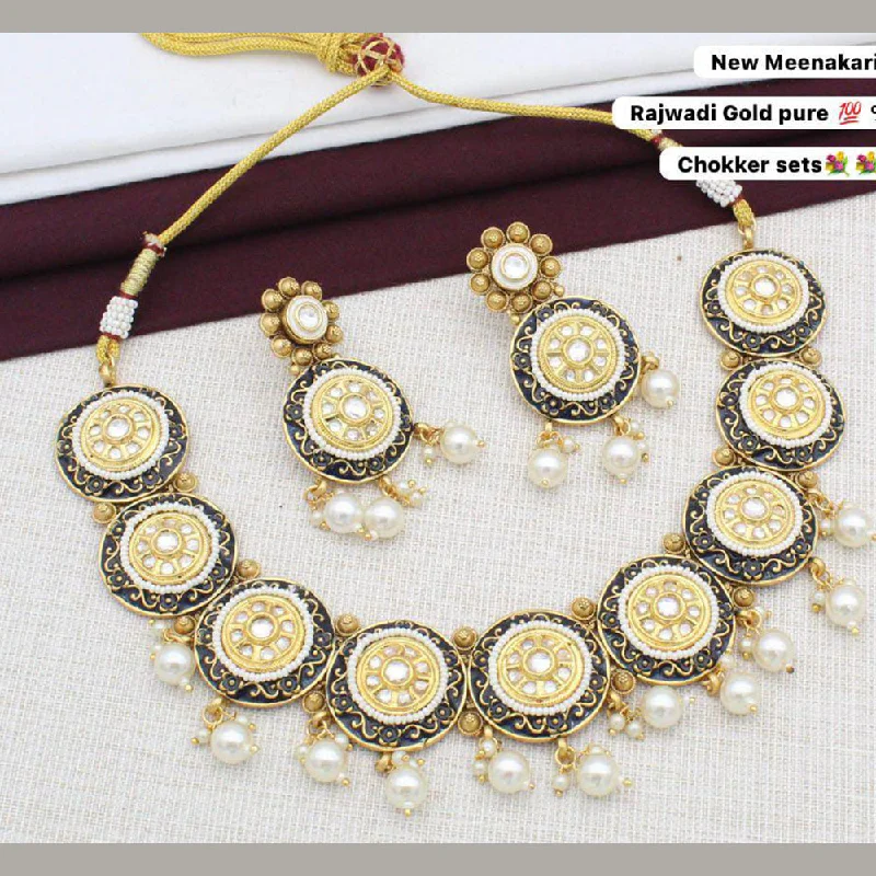 pearl necklaces for women-Manisha Jewellery Gold Plated Meenakari Necklace Set