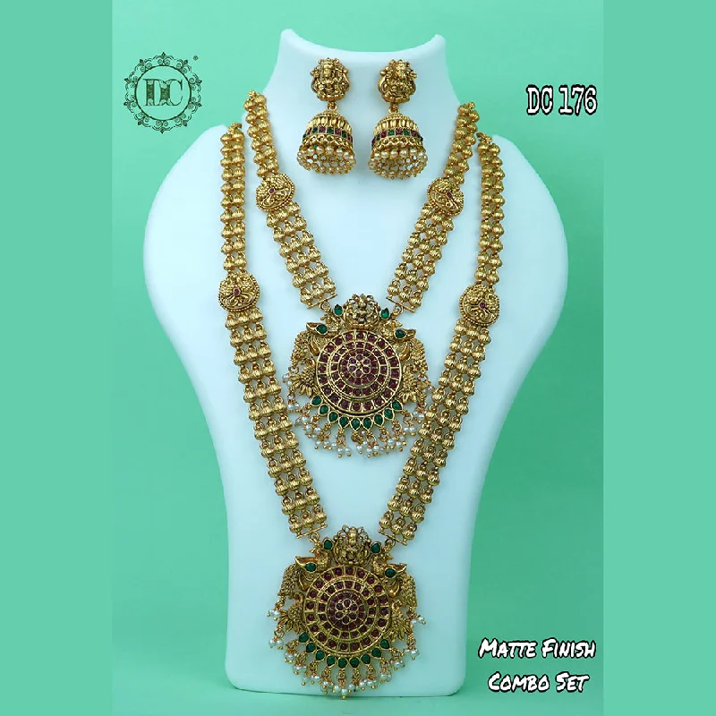 chic necklaces for women-Diksha Collection Gold Plated Double Necklace Set