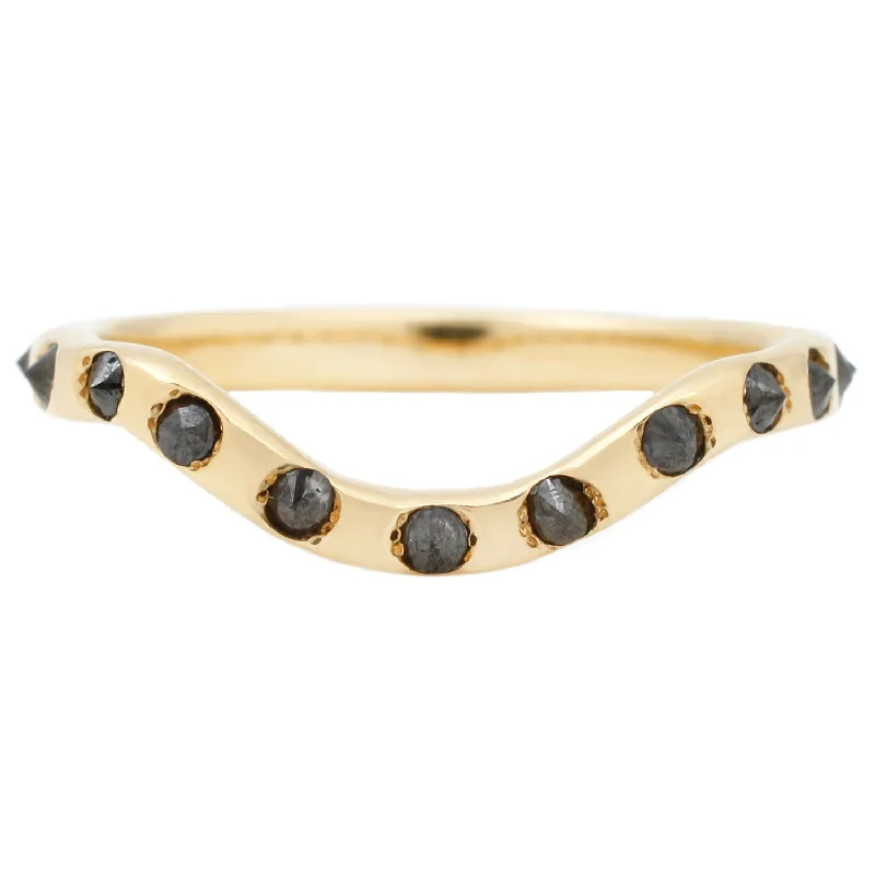 fashion rings for women-Black Diamond Point Up Band