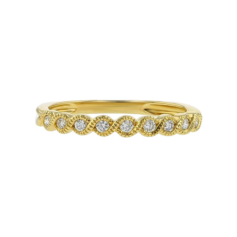 affordable engagement rings for women-14K Yellow Gold Diamond Milgrain Wedding Band