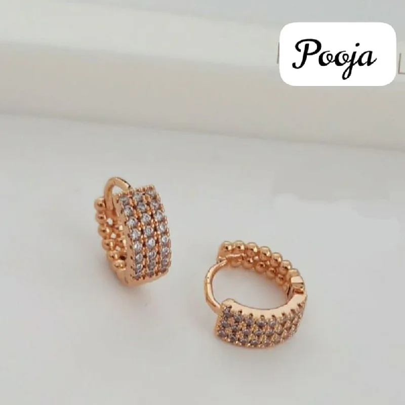 cubic zirconia earrings for women-Pooja Bangles Rose Gold Plated Stud Earrings