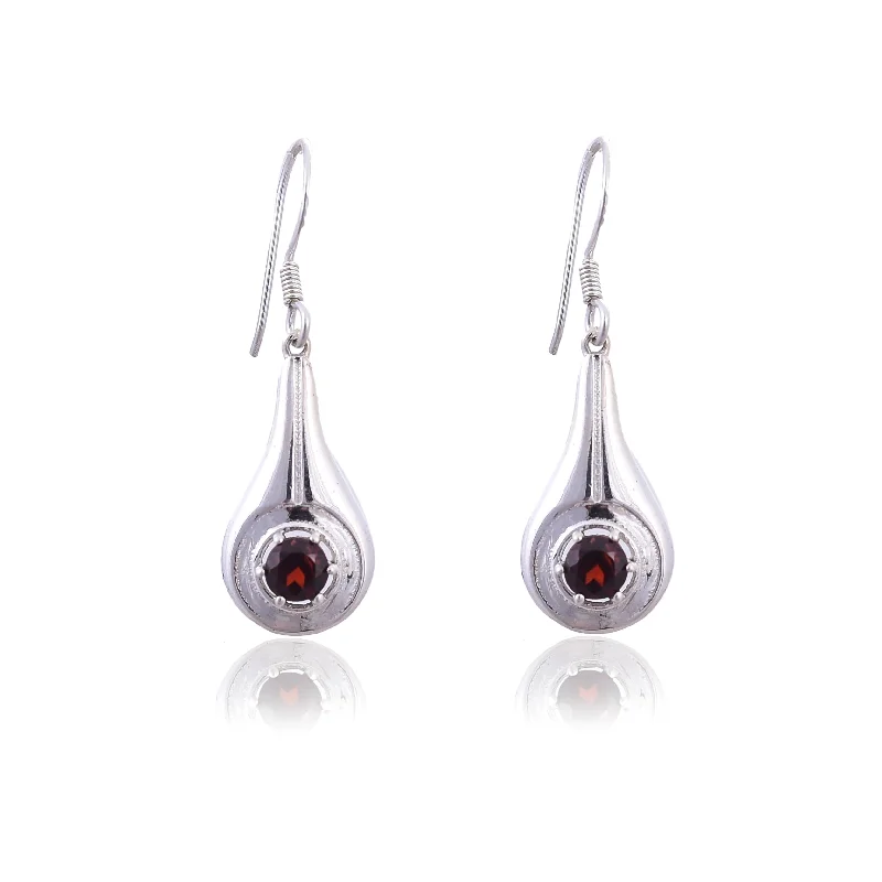 vintage earrings for women-Silver Mountain 925 Silver Garnet Earring