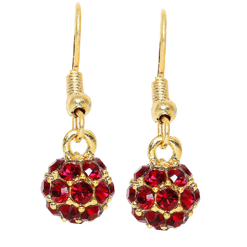 luxury diamond earrings for women-Mahi Royal Sparklers Red Crystals Ball Earrings for Women (ER1109760GRed)