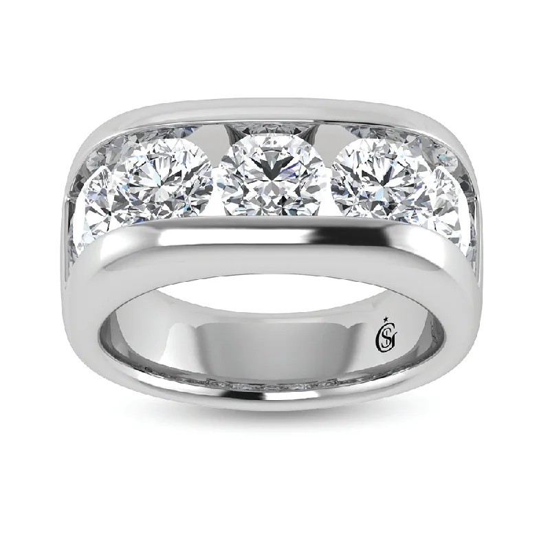 custom platinum engagement rings for women-14K White Gold Lab Grown Diamond 5 Ct.Tw. Men?s Wedding Band