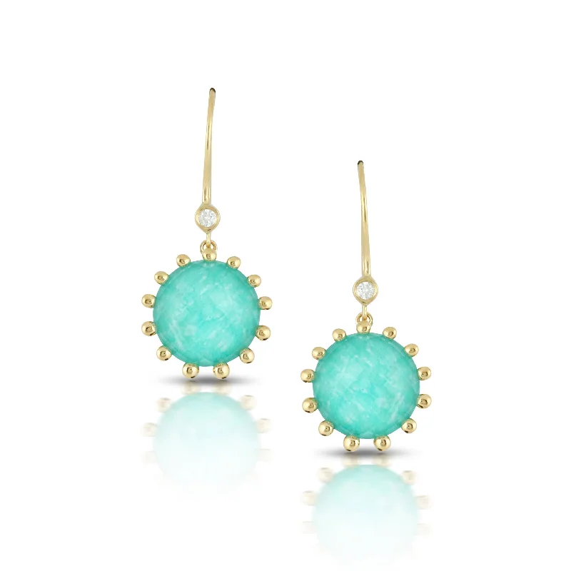 multi-stone earrings for women-Doves Amazonite and Diamond Earrings