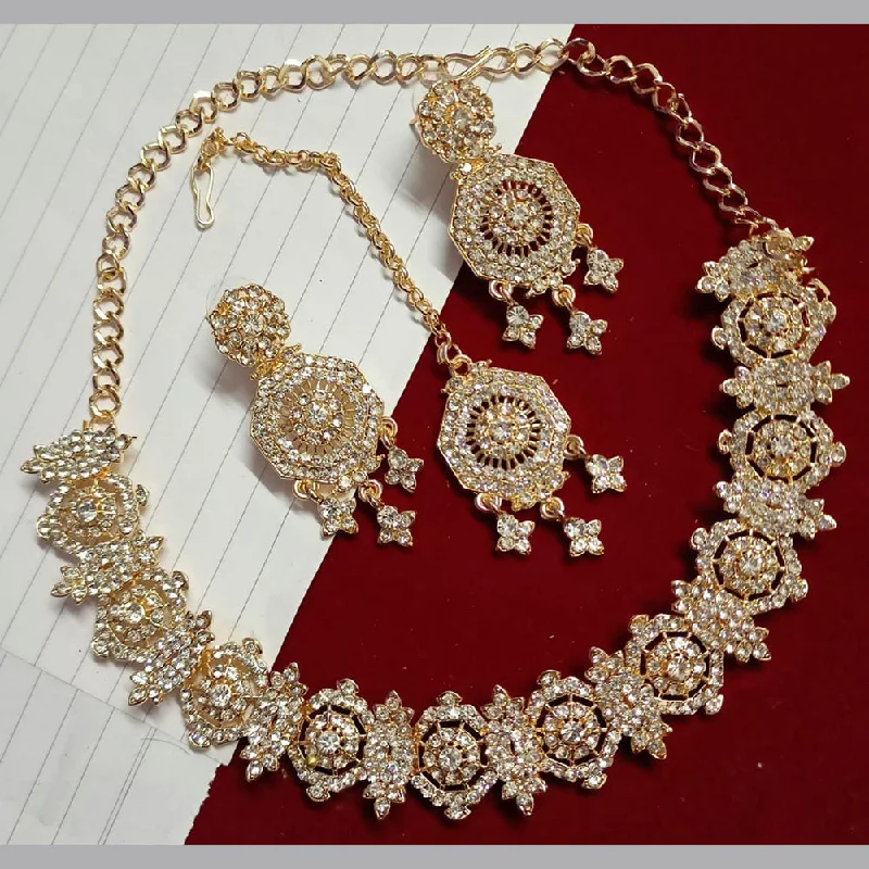 ethnic style necklaces for women-Manisha Jewellery Gold Plated Necklace Set