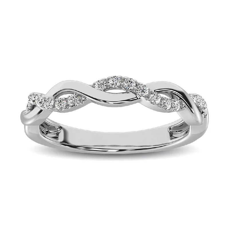 engagement rings with diamonds for women-10K White Gold 1/20 Ctw Diamond Twisted Wedding Band