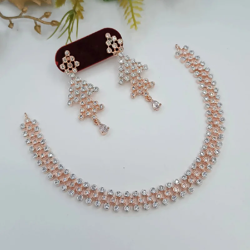 luxurious necklaces for women-Manisha Jewellery Rose Gold Plated Austrian Stone Necklace Set