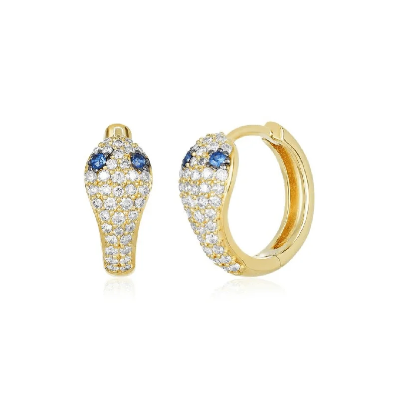 sapphire earrings for women-Large Pave Snake Huggie