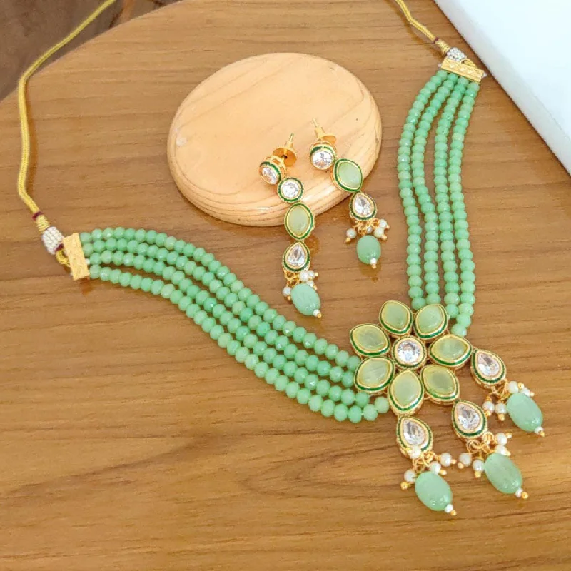 gemstone necklaces for women-Manisha Jewellery Kundan & Beads Necklace Set