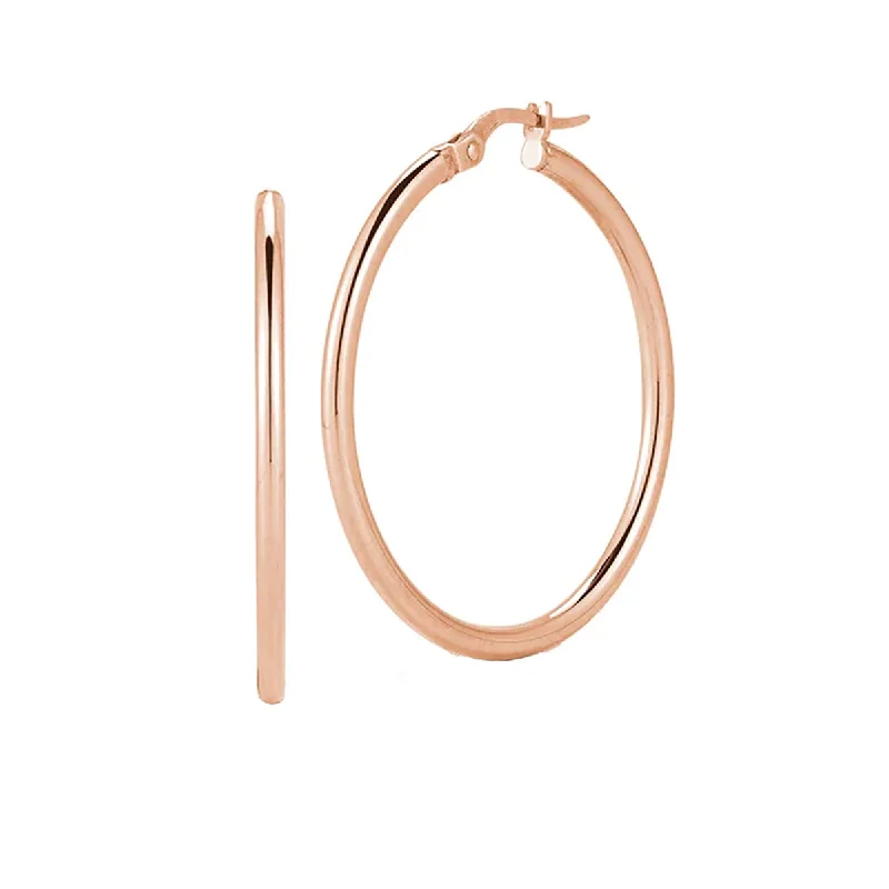 bohemian earrings for women-18K Rose Gold Medium Perfect Hoop Earrings