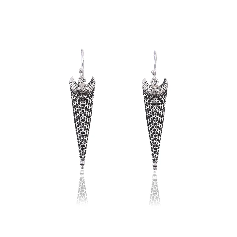 bohemian earrings for women-Silver Mountain Sterling Silver oxidised Earring