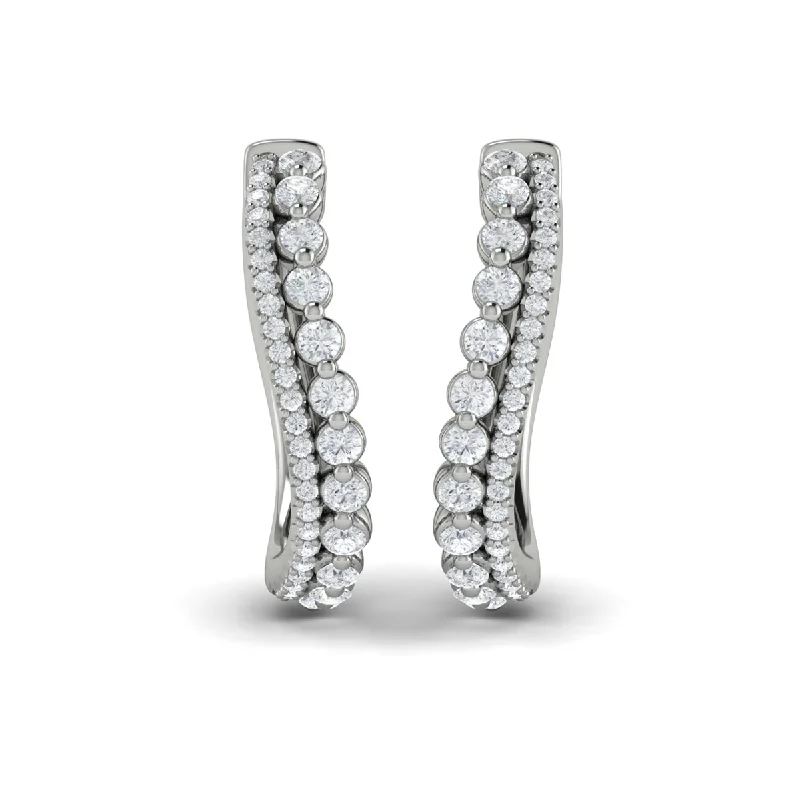 flower earrings for women-Vlora Adella 14k White Gold and Diamond Hoop Earrings VER60473