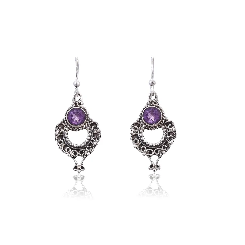 diamond stud earrings for women-Silver Mountain 925 Silver Amethyst Earring