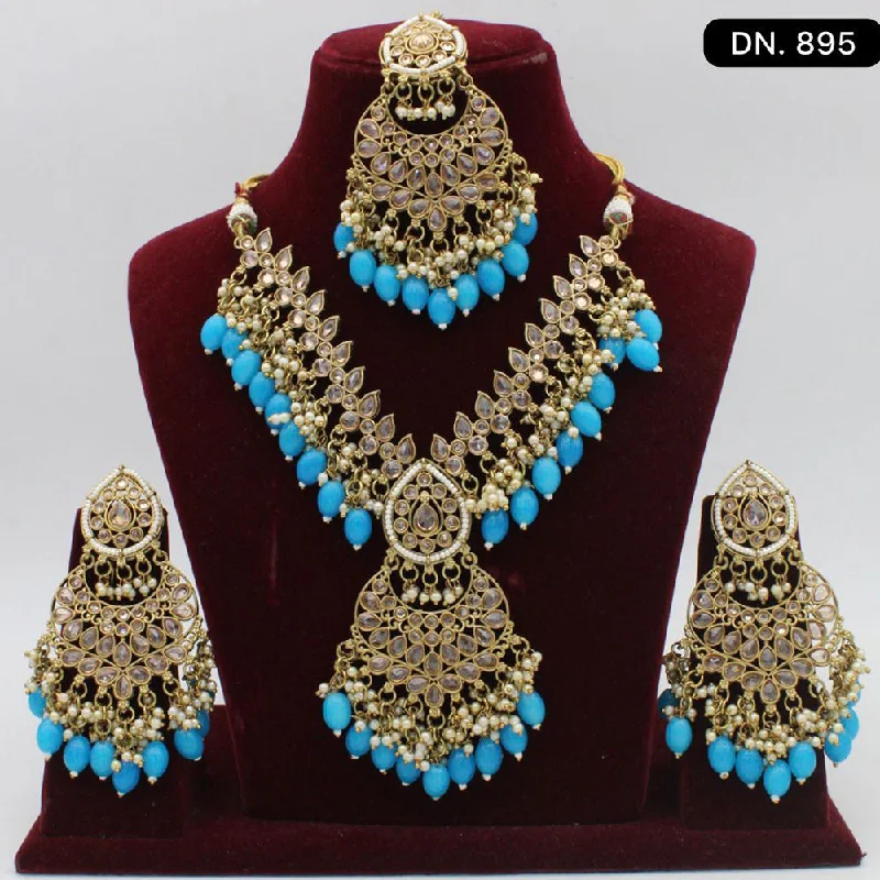 trendy necklaces for women-JCM Jewellery Gold Plated Crystal Stone Necklace Set