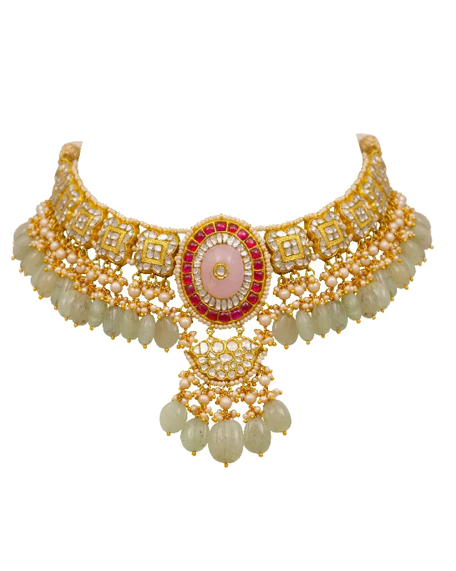 bridal necklaces for women-Kiran Polki Necklace