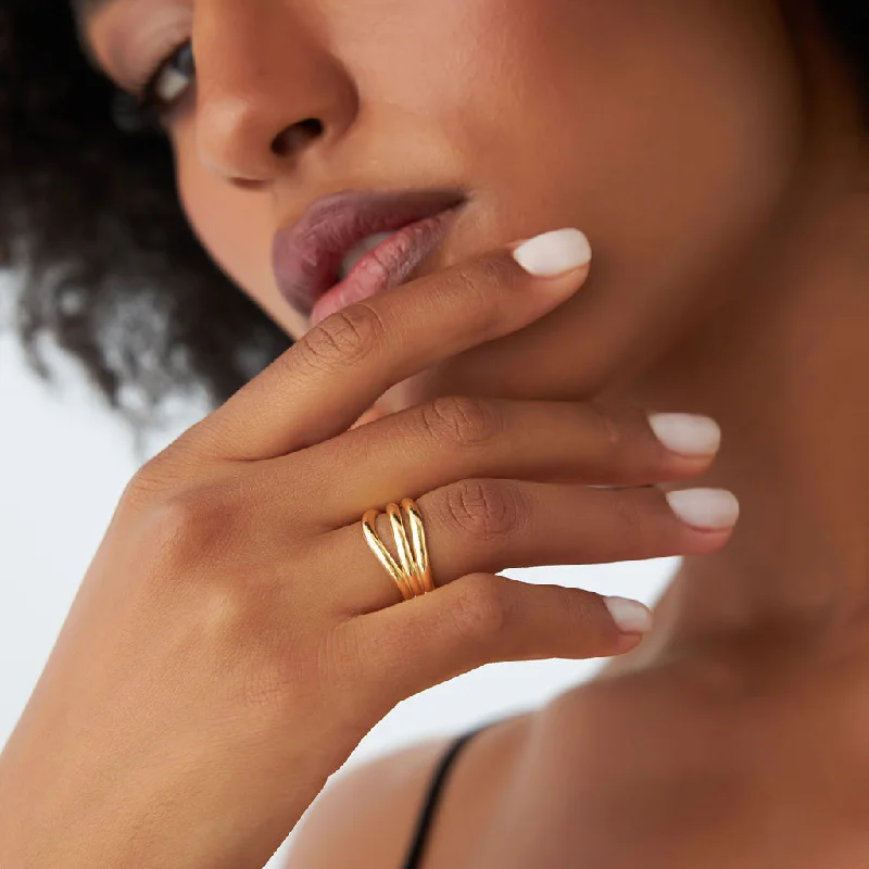 handmade rings for women-18K Gold Tribia RIng