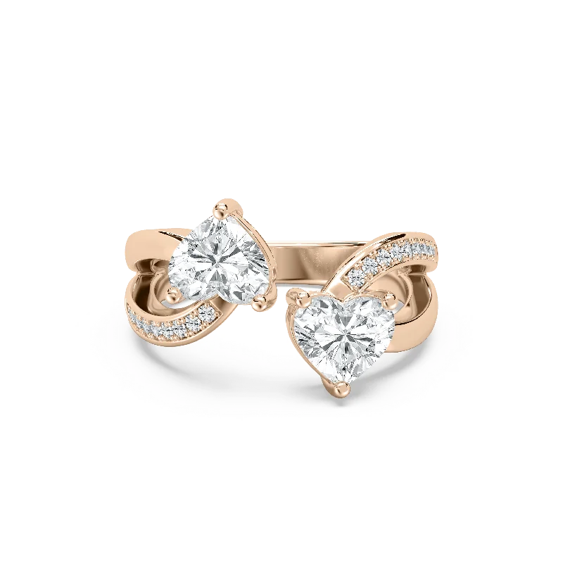 luxury rings for women-Double Heart Fashion Ring