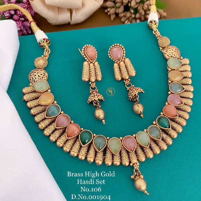 layering necklaces for women-India Art Gold Plated Necklace Set