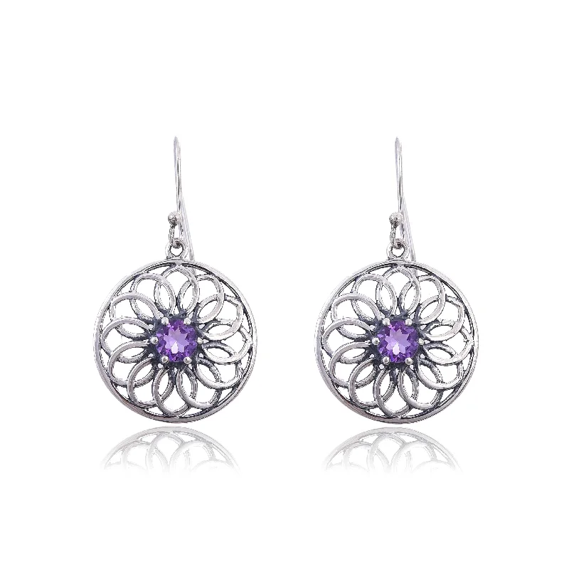 elegant earrings for women-Silver Mountain 925 Silver Amethyst Earring