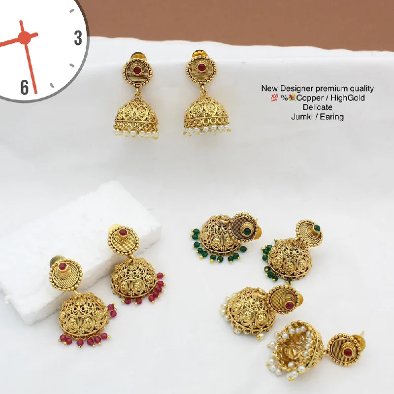 wedding earrings for women-Manisha Jewellery Gold Plated Pota Stone Jhumki Earrings