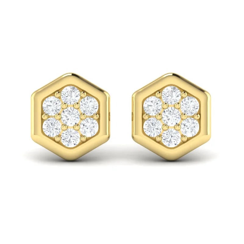 sterling silver stud earrings for women-Vlora Serafina 14k Yellow Gold and Diamond Earrings VER60279