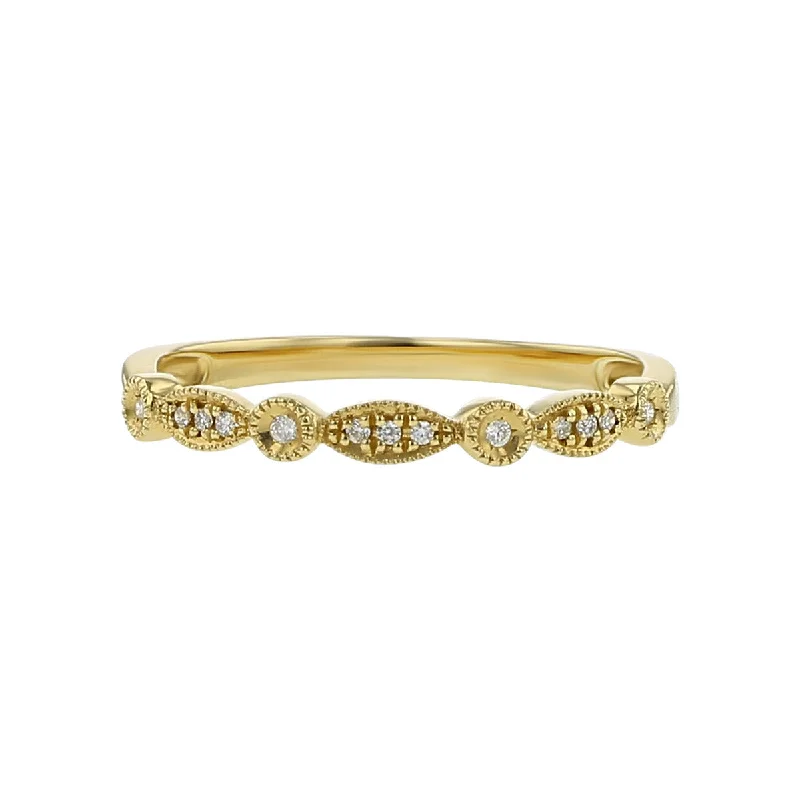 vintage engagement rings for women-14K Yellow Gold Diamond Milgrain Wedding Band