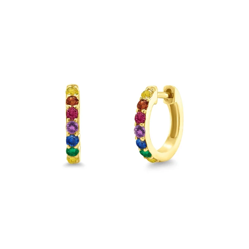 elegant stud earrings for women-Classic Rainbow Huggies