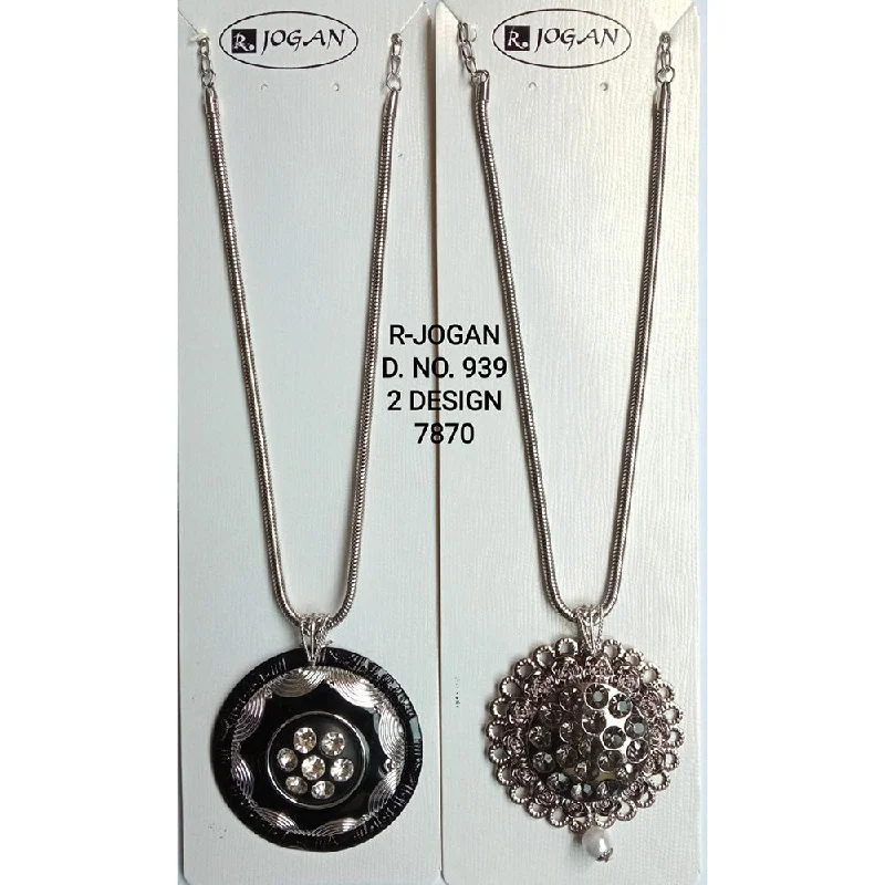 layered gold necklaces for women-R Jogan Oxidised Plated Assorted Design Long Necklace