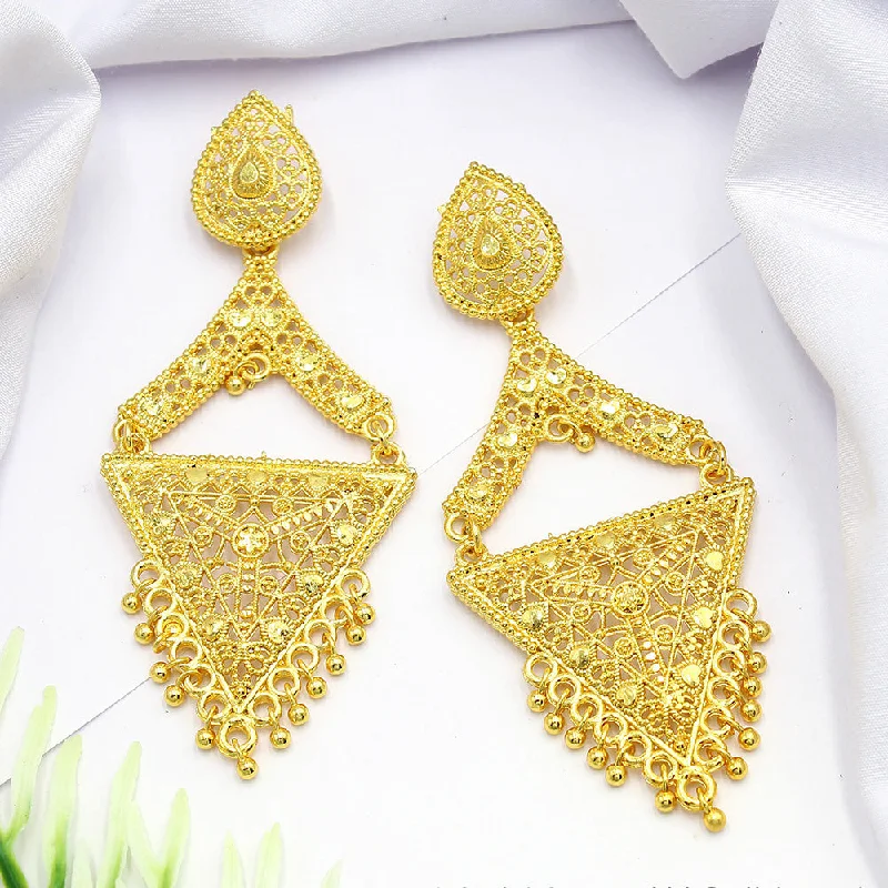 gold dangle earrings for women-Mahavir Dye Gold Dangler Earrings