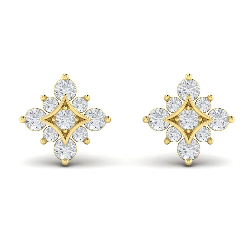 gold stud earrings for women-Vlora Lucera 14k Yellow Gold and Diamond Earrings VER60699