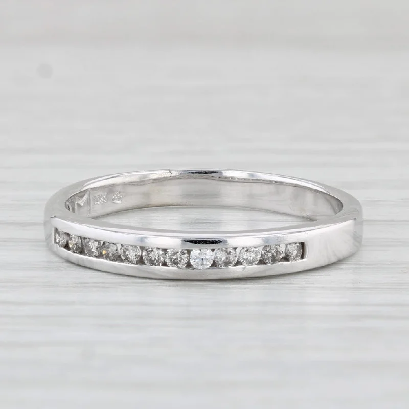 round diamond engagement rings for women-0.18ctw Diamond Wedding Band 10k White Gold Size 10.25 Stackable Ring