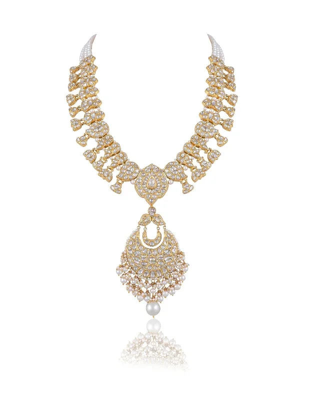 delicate pendant necklaces for women-Mehwish Polki Long Necklace