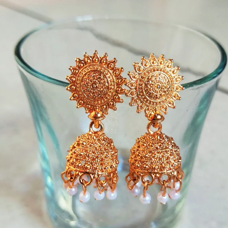 modern earrings for women-H K Fashion Rose Gold Plated Jhumki Earrings