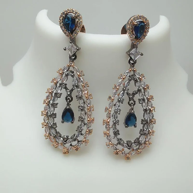 chandelier earrings for women-Manisha Jewellery 2 Tone Plated AD Stone Dangler Earrings