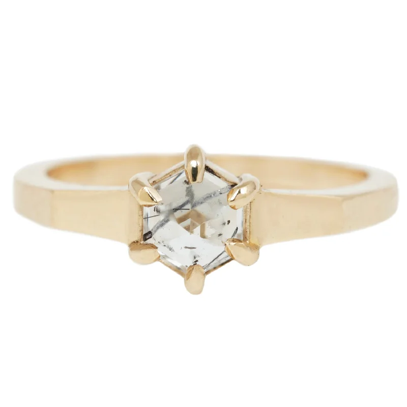 statement cocktail rings for women-Small Quartz Hexagon Ring