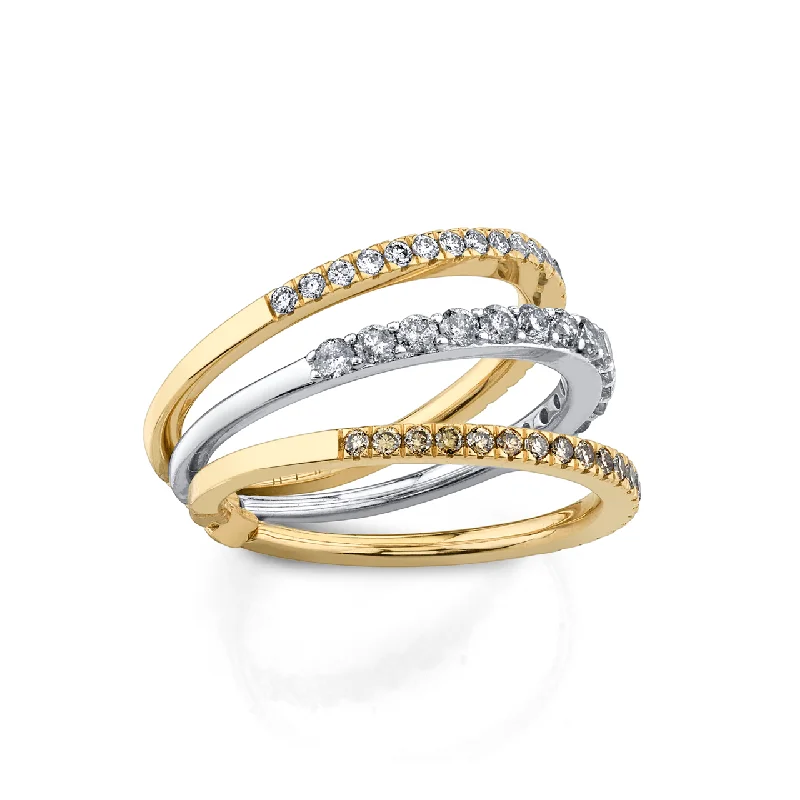 heart-shaped engagement rings for women-Hinged Everyday Ring - White Diamond / 14k Yellow Gold