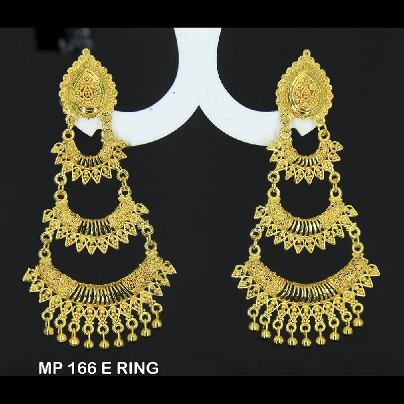 gold stud earrings for women-Mahavir Forming Gold Plated Dangler Earrings  - MP 166 E RING