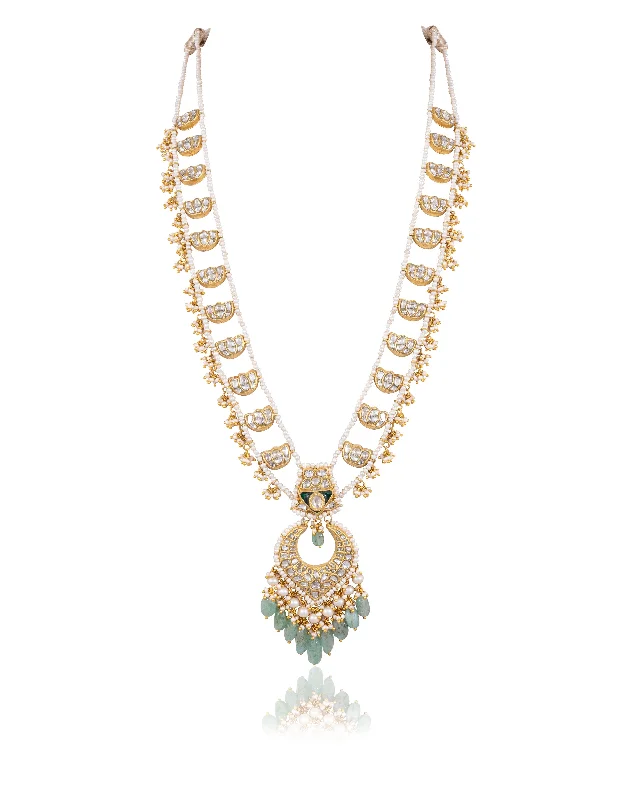 pearl necklaces for women-Navya Polki Long Necklace