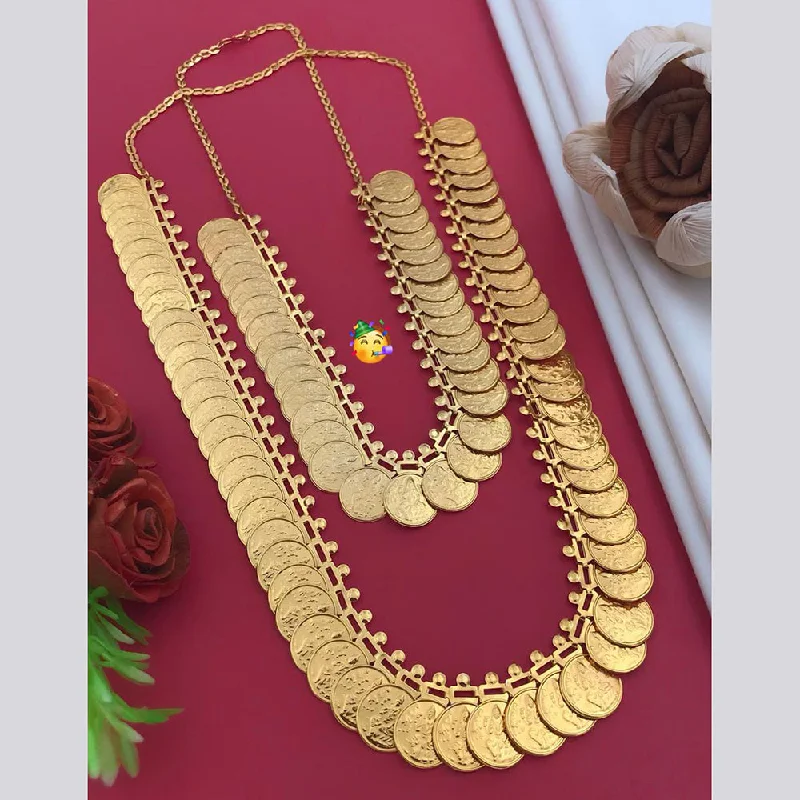 bar necklaces for women-Pooja Bangles Gold Plated Double Necklace Set