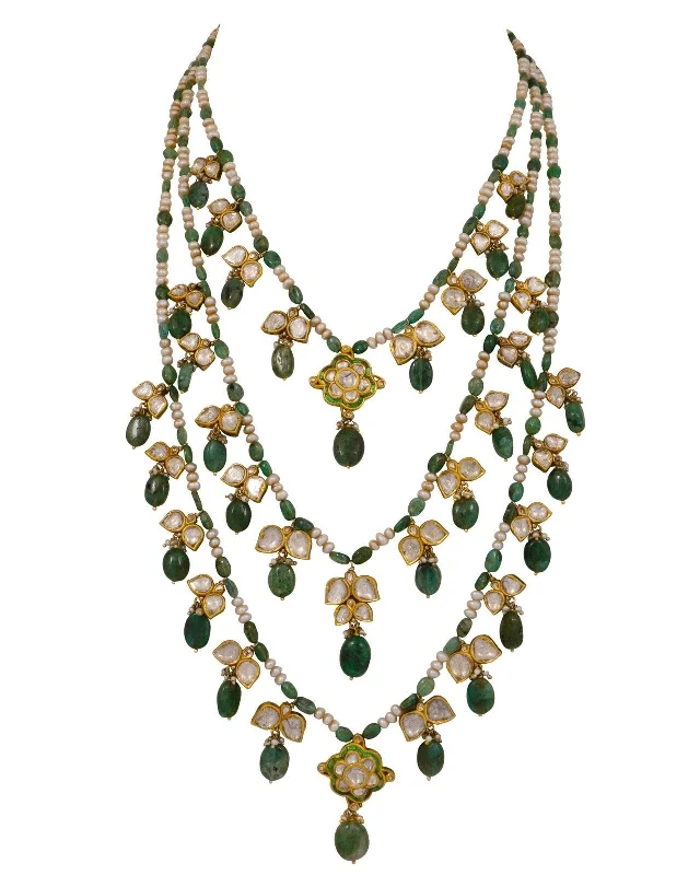 gemstone pendant necklaces for women-Pramodini Polki Long Necklace