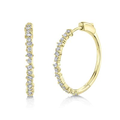 cubic zirconia earrings for women-Scattered Diamond Hoops