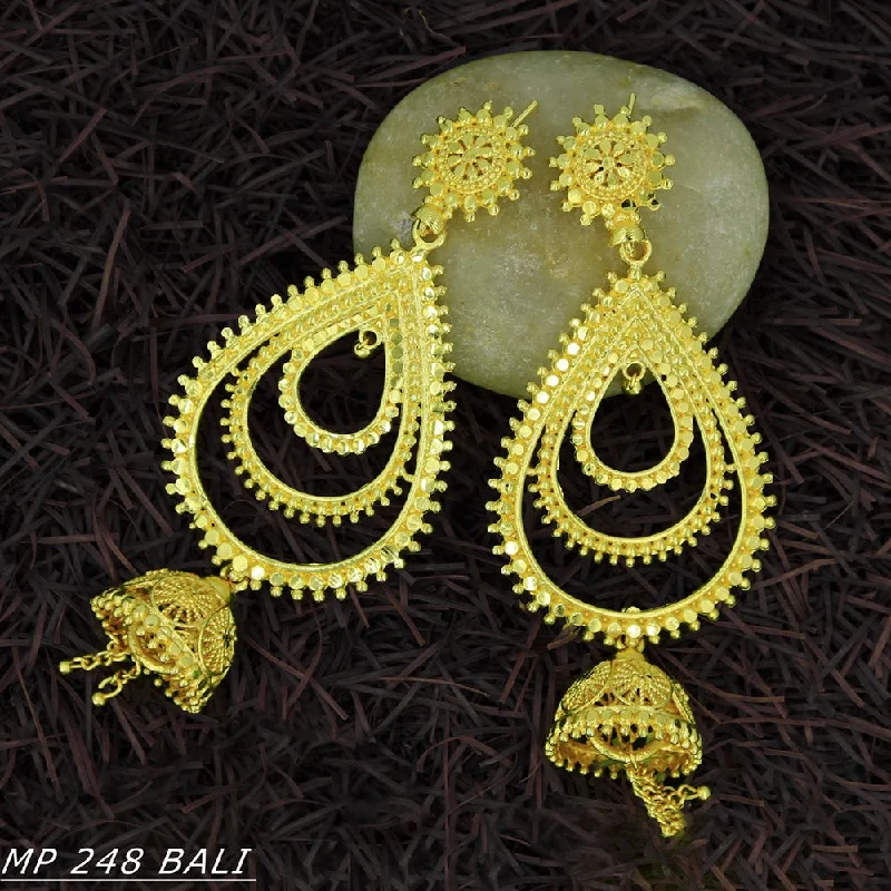 gold hoop earrings for women-Mahavir Forming Gold Plated Dangler Earrings  - MP 248 Bali