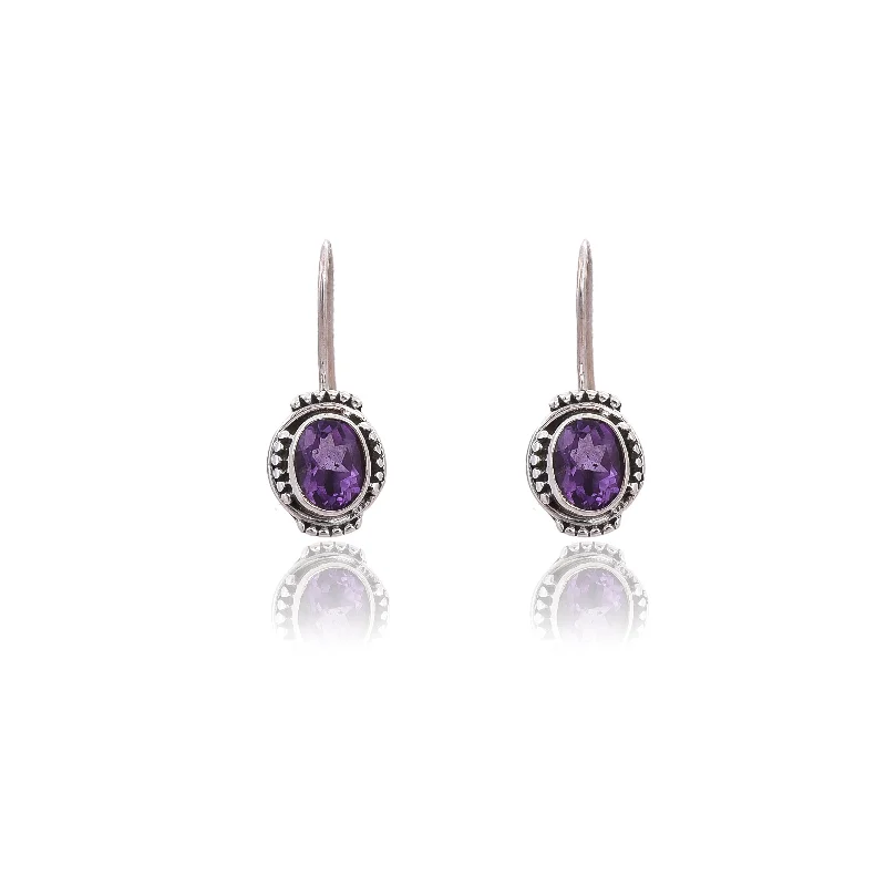 boho earrings for women-Silver Mountain 925 Silver Amethyst Earring