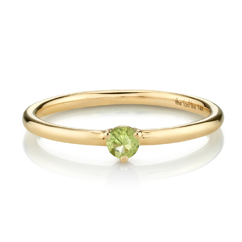 rose gold engagement rings for women-Solitaire Ring - Peridot / 14k Yellow Gold