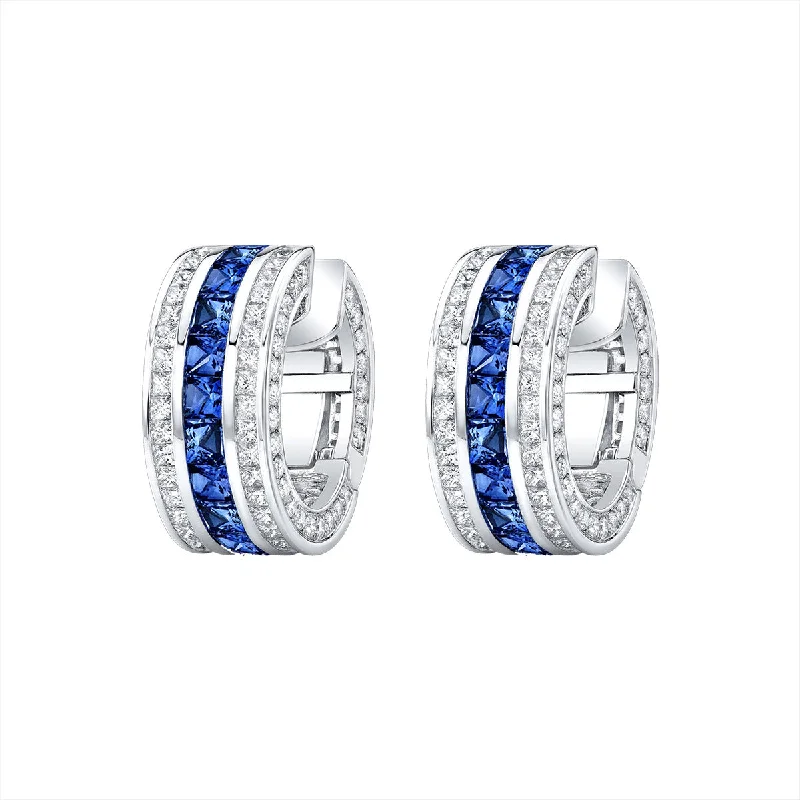 bridal earrings for women-Masterpiece Sapphire and Diamond Clutch Earrings