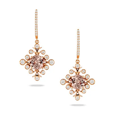 gemstone stud earrings for women-Doves Morganite and Diamond Earrings E8552MG