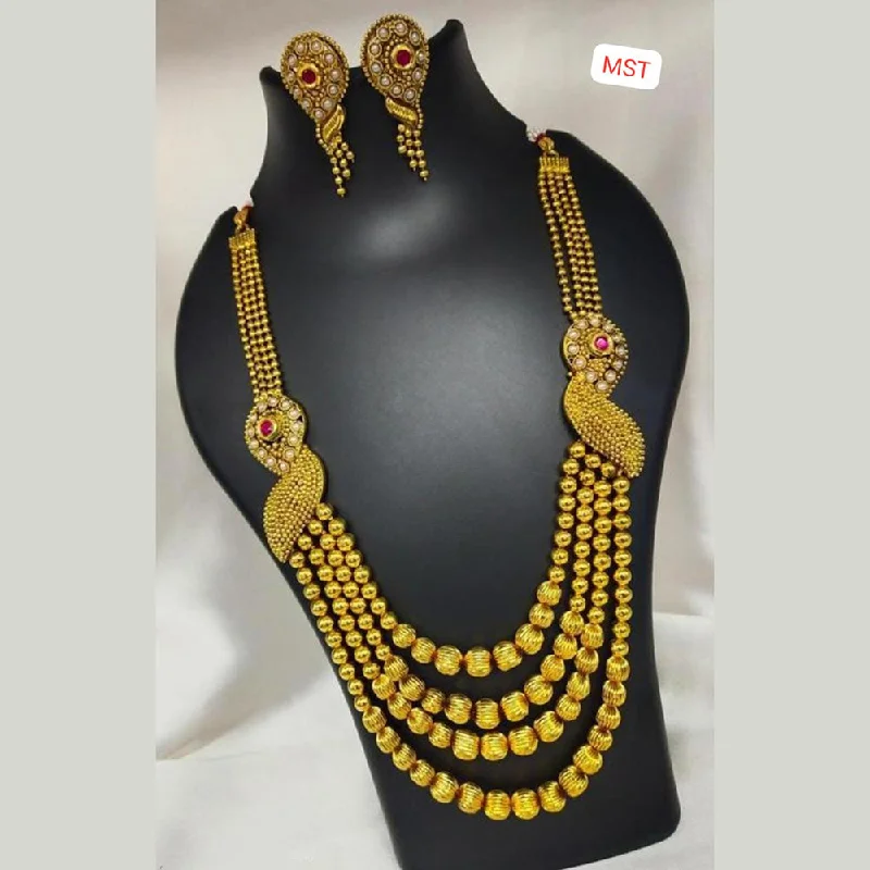 heirloom necklaces for women-Lucentarts Jewellery Gold Plated Long Necklace Set