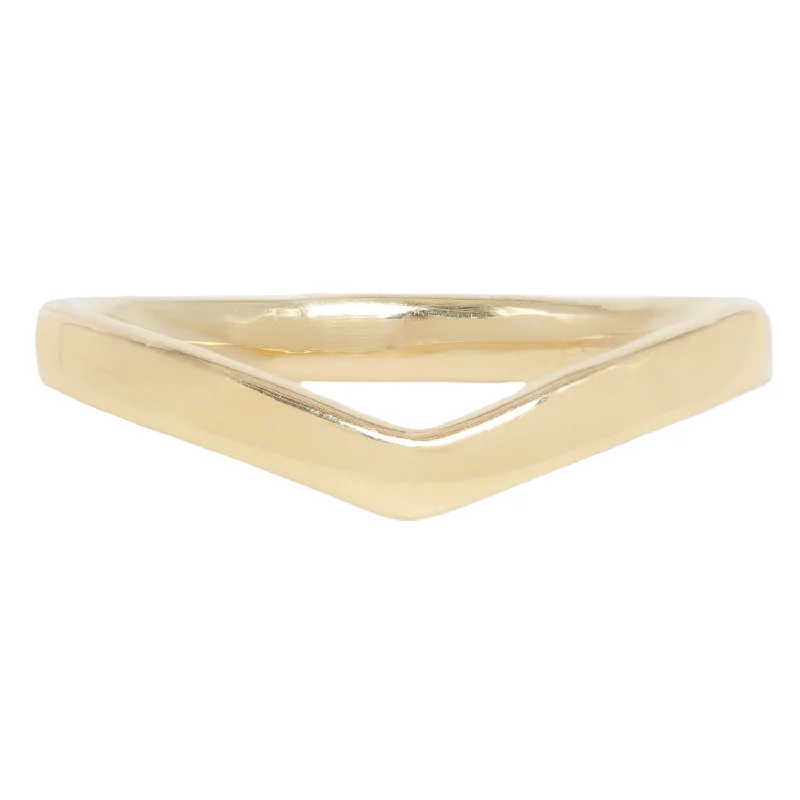 gold rings for women-Plain Wishbone Band