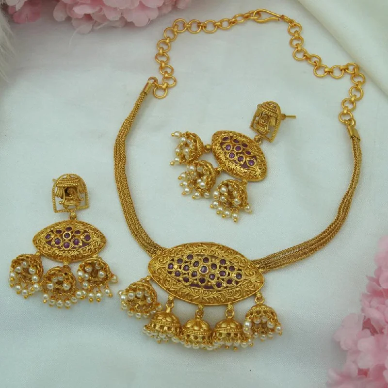 heart-shaped necklaces for women-Diksha Collection Gold Plated Necklace Set